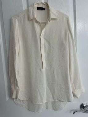 Polo by Ralph Lauren Cream Button-Front Tunic Shirt